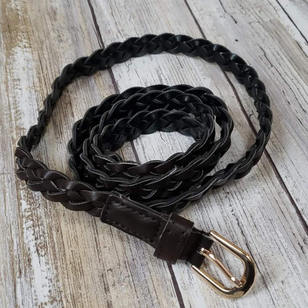Dark brown braided belt